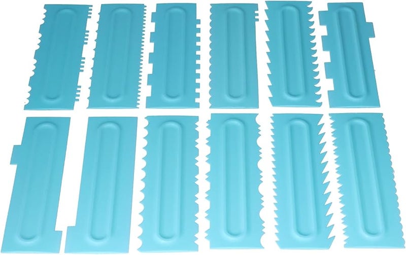 Cake Decorating Tools Set Of 12 Cream Scraper Combs Fondant Pattern Modeling Kit - Image 1